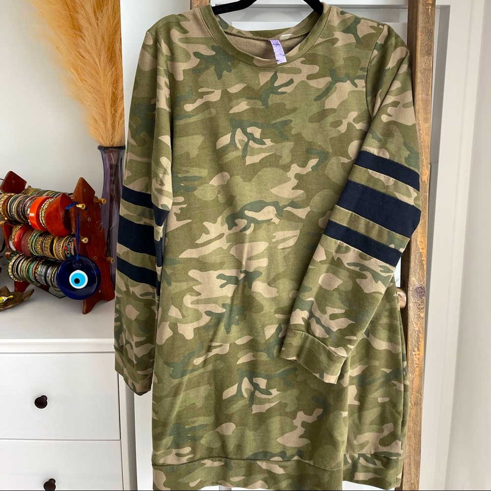 Francesca’s Camo Sweater Dress
